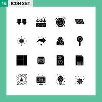 16 User Interface Solid Glyph Pack of modern Signs and Symbols of dart focus signal construction tile Editable Vector Design Elements