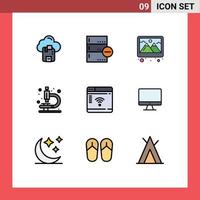 Set of 9 Modern UI Icons Symbols Signs for iot research delete microscope decoration Editable Vector Design Elements