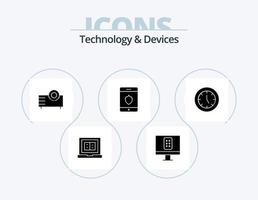 Devices Glyph Icon Pack 5 Icon Design. electronics. clock. electronics. smartphone. security vector