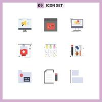 9 Universal Flat Colors Set for Web and Mobile Applications lamp medical animation hospital software Editable Vector Design Elements