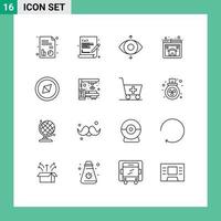 Set of 16 Modern UI Icons Symbols Signs for oncology symbol focus orientation web Editable Vector Design Elements