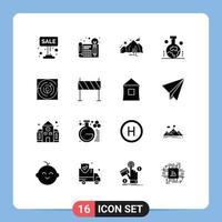 Set of 16 Modern UI Icons Symbols Signs for scientific study of the origin of the earth geography processa tree nature Editable Vector Design Elements