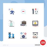 conjunto de 9 iconos de interfaz de usuario modernos símbolos signos para bebidas de negocios eliminar archivos de playa elementos de diseño vectorial editables vector