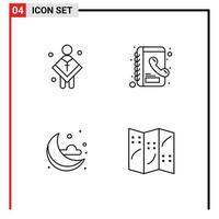 Group of 4 Filledline Flat Colors Signs and Symbols for christian cloud man contacts map Editable Vector Design Elements