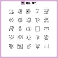 Group of 25 Lines Signs and Symbols for map right money navigation laboratory test Editable Vector Design Elements