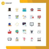 Pictogram Set of 25 Simple Flat Colors of chat object board modification change Editable Vector Design Elements