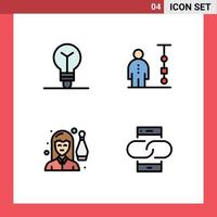 Modern Set of 4 Filledline Flat Colors Pictograph of bulb female business corporate management leisure Editable Vector Design Elements