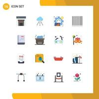 User Interface Pack of 16 Basic Flat Colors of help contact analytics book barcode Editable Pack of Creative Vector Design Elements