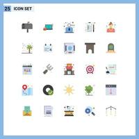 Pictogram Set of 25 Simple Flat Colors of restaurant catering business work analytics Editable Vector Design Elements