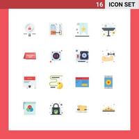Pack of 16 Modern Flat Colors Signs and Symbols for Web Print Media such as food breakfast file reputation quality Editable Pack of Creative Vector Design Elements