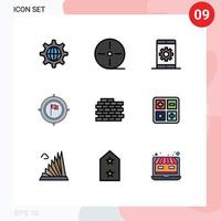 Universal Icon Symbols Group of 9 Modern Filledline Flat Colors of focus deadline engine business search Editable Vector Design Elements