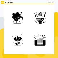 Set of 4 Modern UI Icons Symbols Signs for energy flora pollution love flower Editable Vector Design Elements