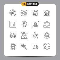 16 Creative Icons Modern Signs and Symbols of wireframe scientist apple researcher academic Editable Vector Design Elements