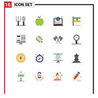 16 Universal Flat Color Signs Symbols of computer app management day flag Editable Pack of Creative Vector Design Elements