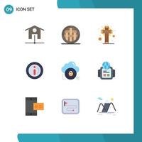 Set of 9 Modern UI Icons Symbols Signs for data shopping cross alert ecommerce Editable Vector Design Elements