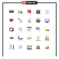 25 Universal Flat Color Signs Symbols of building gallery heart art bubbles Editable Vector Design Elements