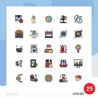 Group of 25 Filled line Flat Colors Signs and Symbols for board seo process graph bar Editable Vector Design Elements