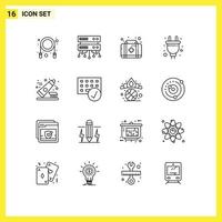 16 Creative Icons Modern Signs and Symbols of computers toothpaste box toothbrush hardware Editable Vector Design Elements