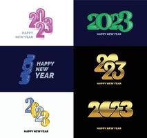 Big Collection of 2023 Happy New Year symbols Cover of business diary for 2023 with wishes vector