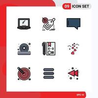 9 User Interface Filledline Flat Color Pack of modern Signs and Symbols of c quality discount dvd message Editable Vector Design Elements