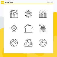 Stock Vector Icon Pack of 9 Line Signs and Symbols for pan cooking chart cooker kite Editable Vector Design Elements