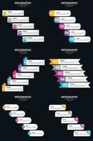 plantilla de diapositiva de presentación del paquete de infografías vectoriales 6 diagramas de ciclo de 5 pasos y líneas de tiempo vector