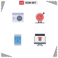 Modern Set of 4 Flat Icons Pictograph of admin goal software dart data Editable Vector Design Elements