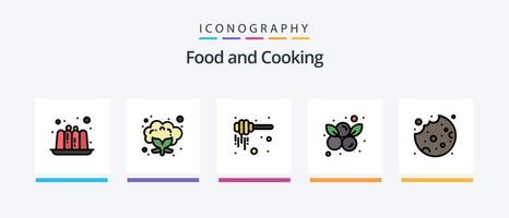 paquete de 5 iconos llenos de línea de alimentos que incluye. cebolla. Comida rápida. alimento. cereza. diseño de iconos creativos vector