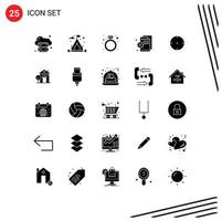 25 User Interface Solid Glyph Pack of modern Signs and Symbols of aim page diamond code browser Editable Vector Design Elements