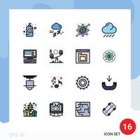 16 iconos creativos signos y símbolos modernos del sistema computadora trueno clima nube elementos de diseño de vectores creativos editables