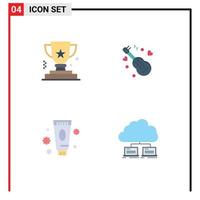 Group of 4 Modern Flat Icons Set for achievement beauty prize song makeup Editable Vector Design Elements