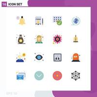 Pictogram Set of 16 Simple Flat Colors of speaker income connected global global business Editable Pack of Creative Vector Design Elements