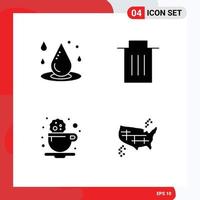 Modern Set of 4 Solid Glyphs Pictograph of drop break spa interface cookie Editable Vector Design Elements