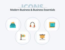 negocios modernos y elementos esenciales de negocios paquete de iconos planos 5 diseño de iconos. datos. contabilidad. negocio. archivos éxito vector