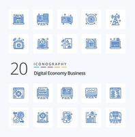 20 Digital Economy Business Blue Color icon Pack like money dollar graph plant web vector