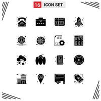Set of 16 Modern UI Icons Symbols Signs for alert startup biology spaceship sample Editable Vector Design Elements
