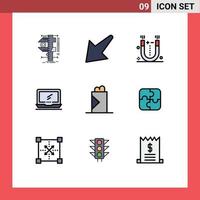 Stock Vector Icon Pack of 9 Line Signs and Symbols for fast food imac attraction device computer Editable Vector Design Elements