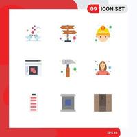 9 Creative Icons Modern Signs and Symbols of hammer success navigation presentation graph Editable Vector Design Elements