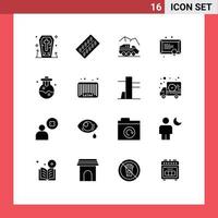 Pictogram Set of 16 Simple Solid Glyphs of study education packet diploma surface Editable Vector Design Elements