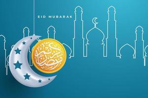 eid mubarok greeting card with islamic ornament vector illustration