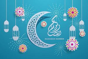 ramadan kareem greeting card with islamic ornament vector illustration