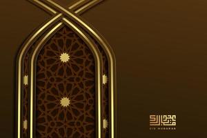 tarjeta de felicitación eid mubarok con ilustración de vector de ornamento islámico