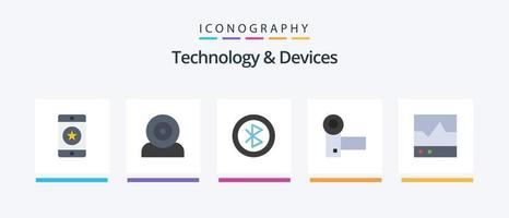 paquete de iconos flat 5 de dispositivos que incluye electrónica. videocámara hardware. intercambio. dispositivos. diseño de iconos creativos vector