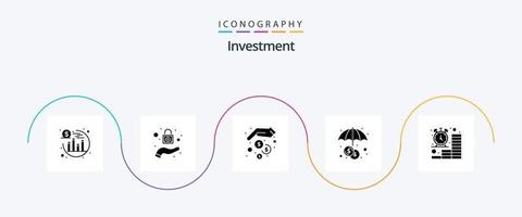 Investment Glyph 5 Icon Pack Including money. coins. money. clock. investment vector