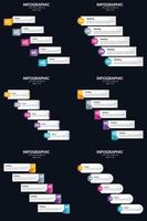 plantilla de diapositiva de presentación del paquete de infografías vectoriales 6 diagramas de ciclo de 5 pasos y líneas de tiempo vector