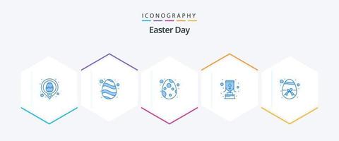 Easter 25 Blue icon pack including egg. christian cross. decoration. reward. cup vector