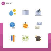 Pictogram Set of 9 Simple Flat Colors of marketing world housing society promotion email Editable Vector Design Elements