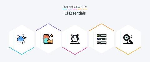 Ui Essentials 25 FilledLine icon pack including listing. detail. puzzle. design. time vector