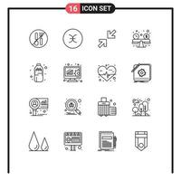 Outline Pack of 16 Universal Symbols of water bottle symbols creative balance Editable Vector Design Elements