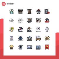 Filled line Flat Color Pack of 25 Universal Symbols of computers life suitcase city halloween casket Editable Vector Design Elements